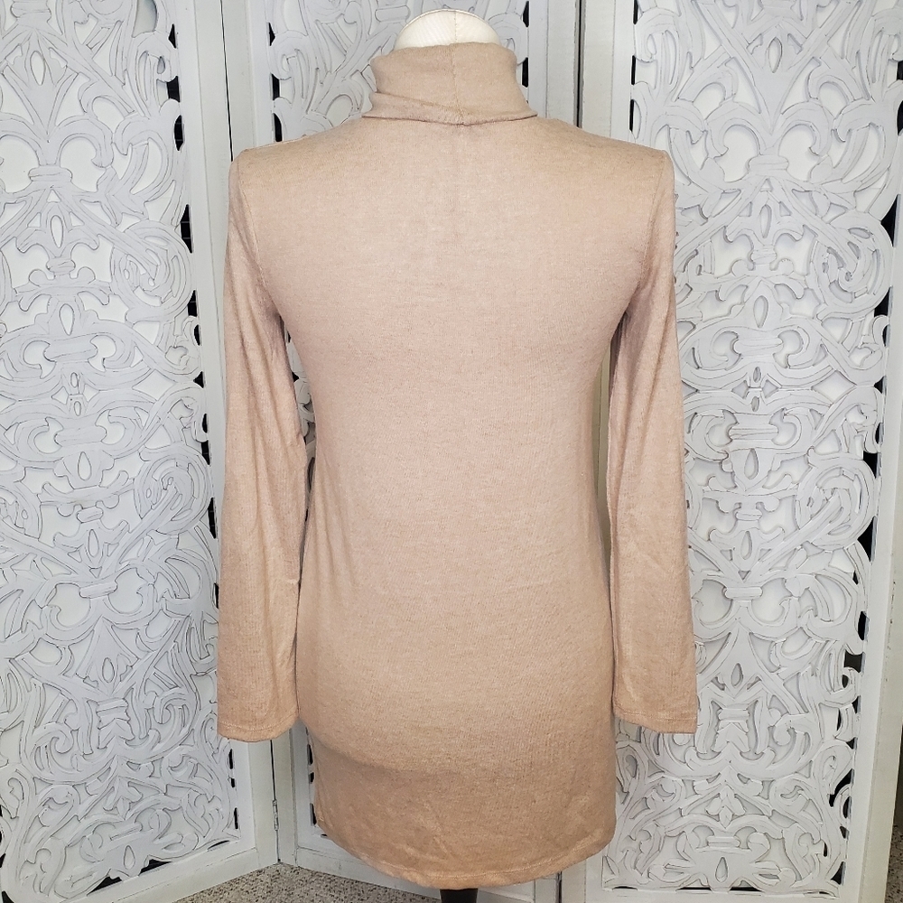 Zara Turtleneck Tan Long Sleeve Tunic Sweater Dress S - Picture 7 of 12